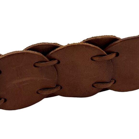 Fossil Tan Laced Rings Leather Belt With Braided Design Medium - Picture 7 of 10